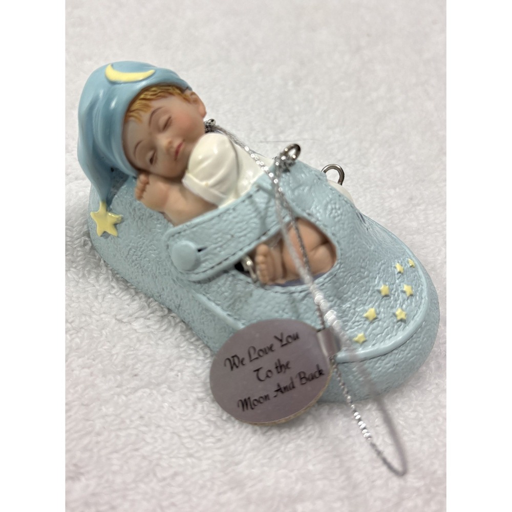 Bradford Exchange We Love You To The Moon & Back Boy Baby Ornament Missing Beads